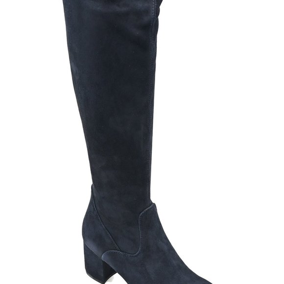 Le Pepe Shoes - Le Pepe Navy Blue Elastic Suede knee high Boots
